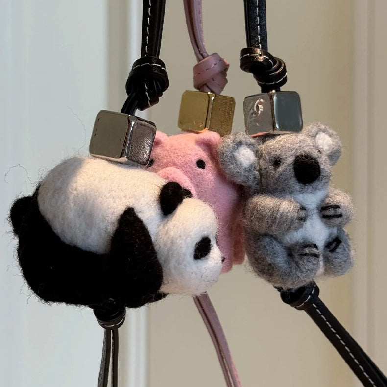 Panda Wool Felt Fluffy Bag Charm