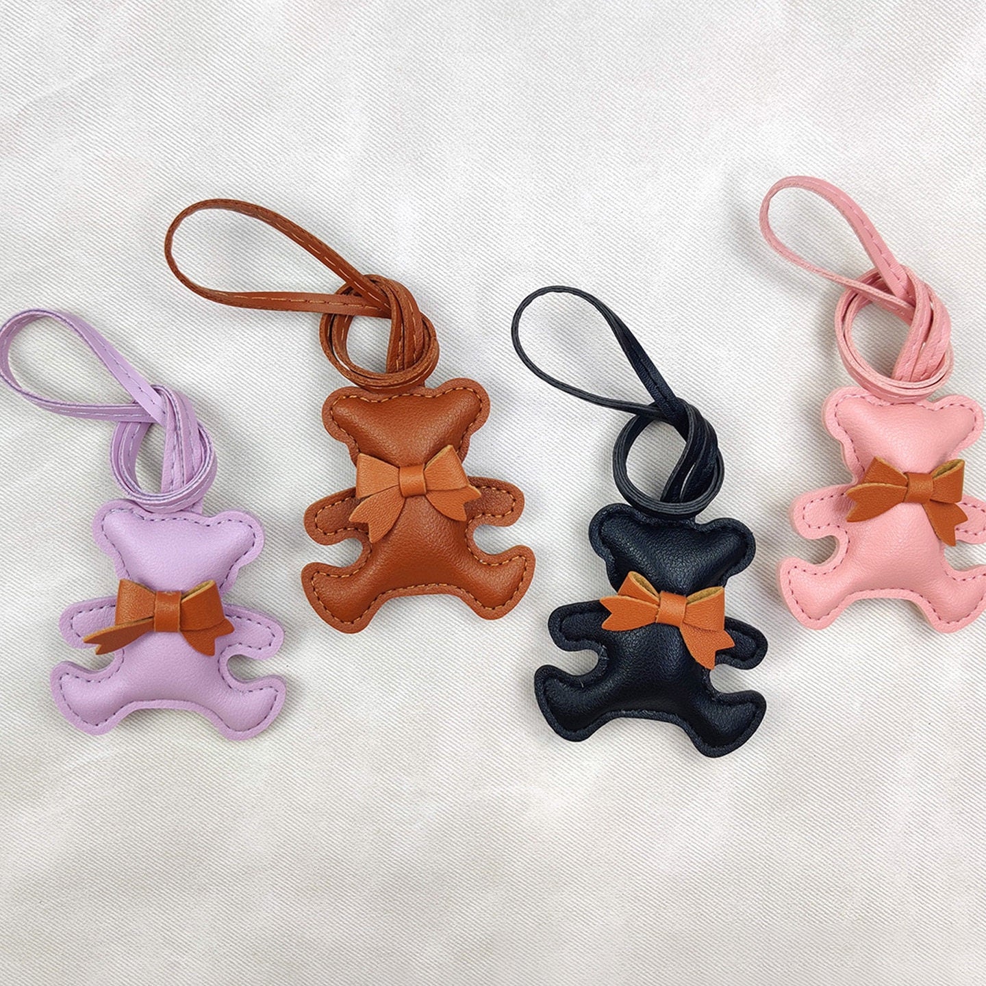 Bowknot Bear Leather Bag Charm