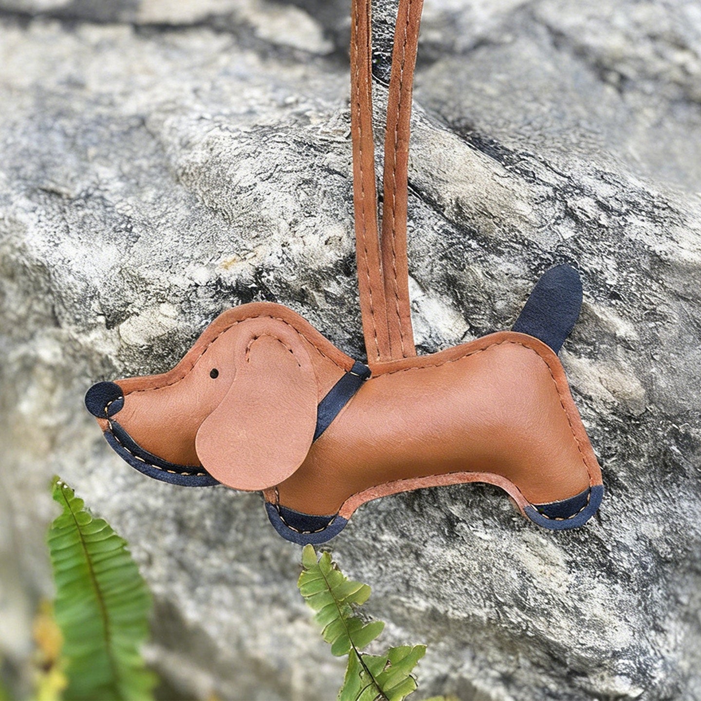 Multicolor Dachshund Leather Bag Charm