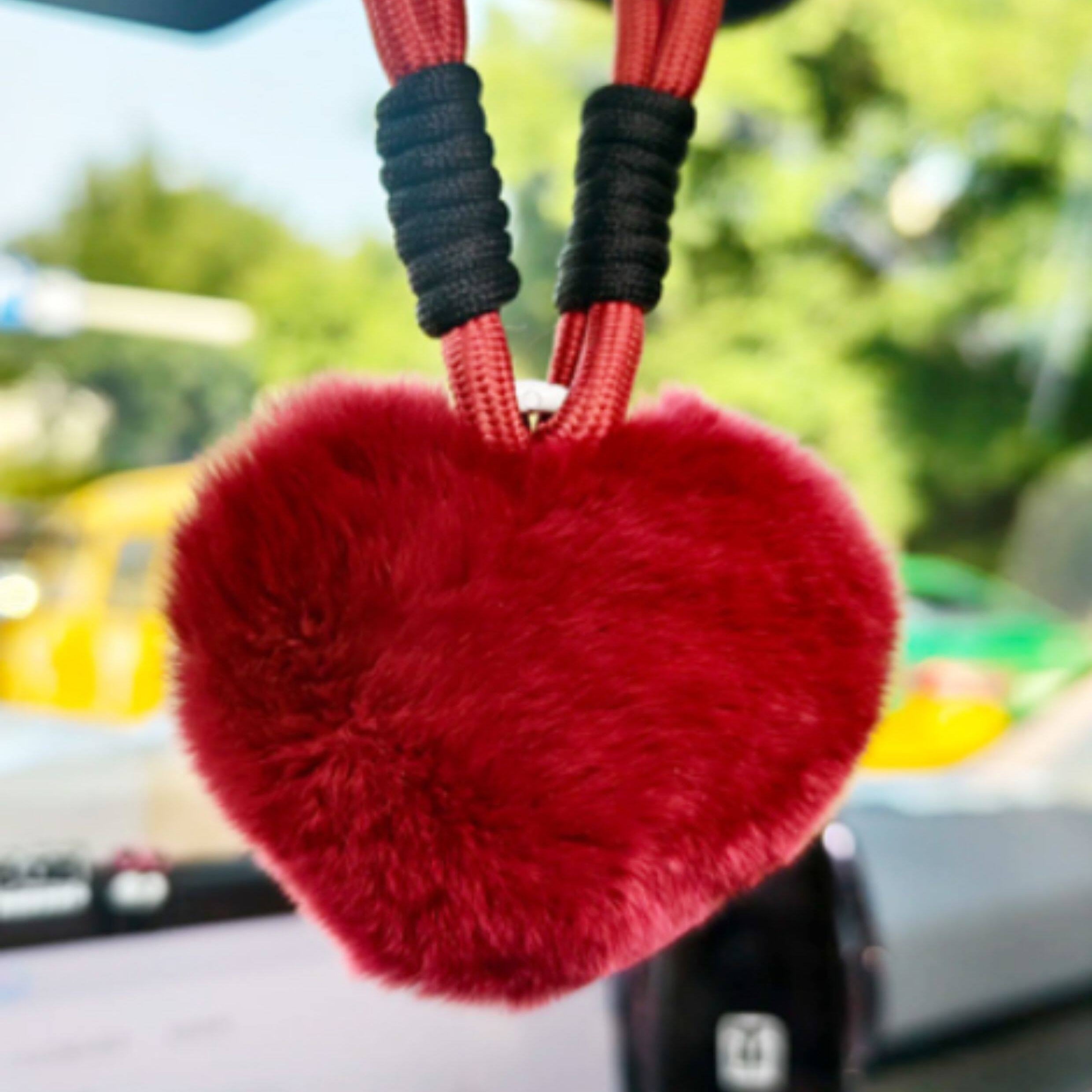Rex Rabbit Fur Heart Fluffy Bag Charm