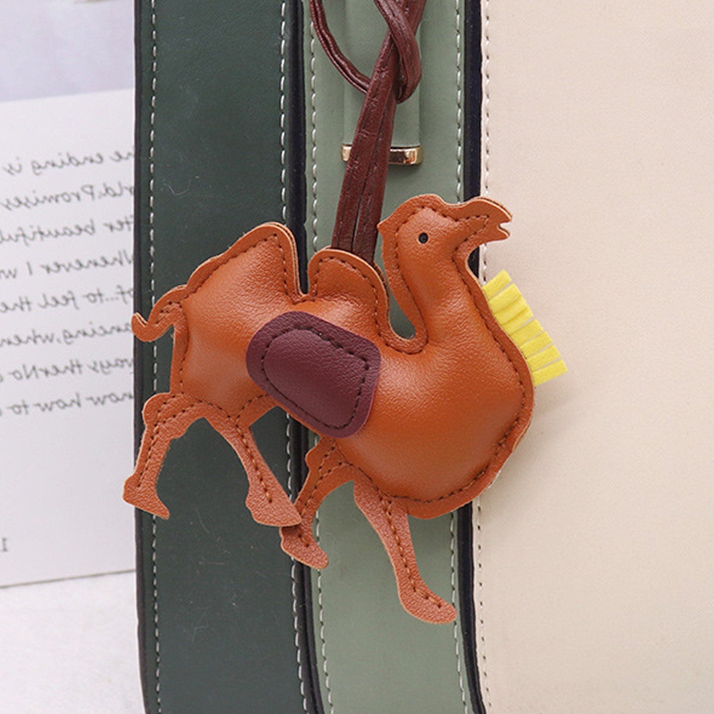 Camel Leather Bag Charm