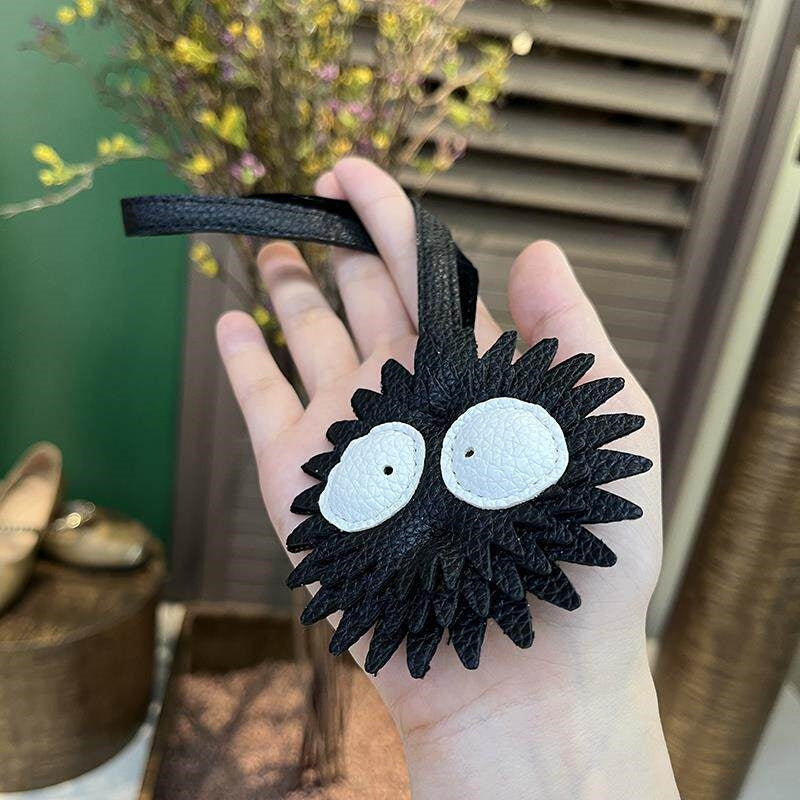 Black Coal Ball Leather Bag Charm