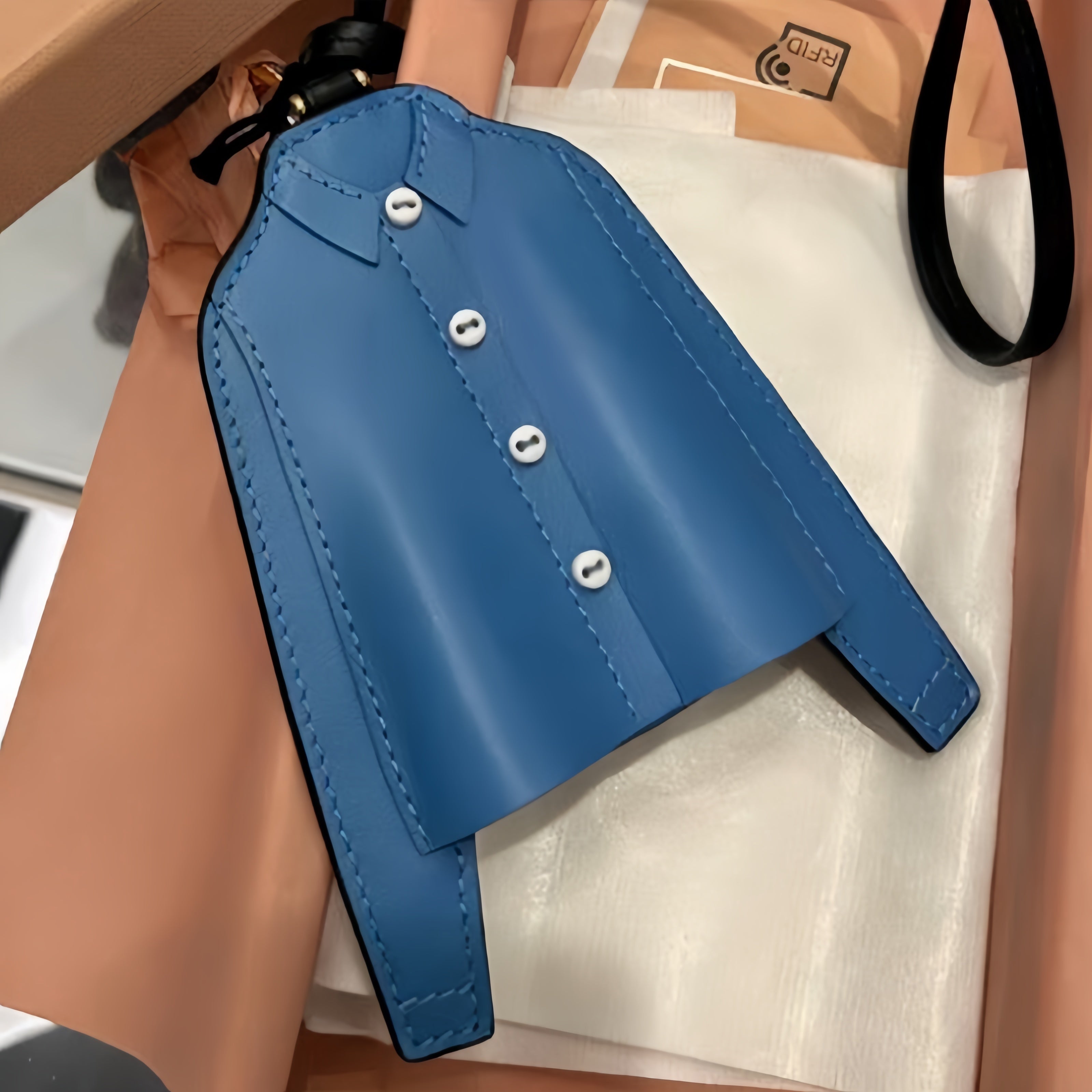 Blue Shirt Leather Bag Charm