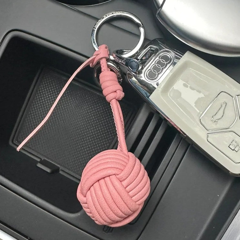 Candy-colored Knitted Ball Leather Bag Charm