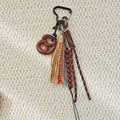 Braided Rope Vintage Angora Red Bead Bag Charm