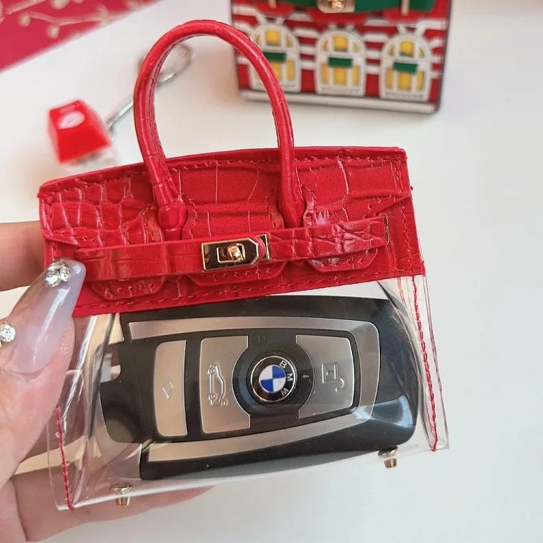 Transparent Key & Headphone Pouch Leather Bag Charm