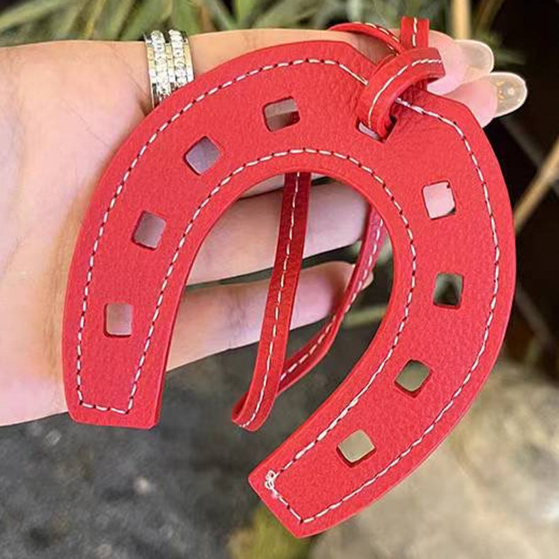 Horseshoe Leather Bag Charm