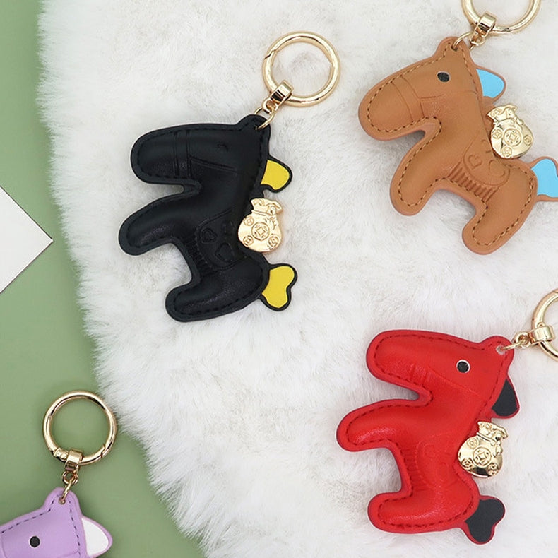 Horse with Money Pouch Leather Bag Charm