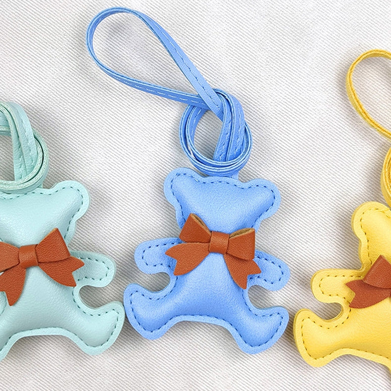 Bowknot Bear Leather Bag Charm