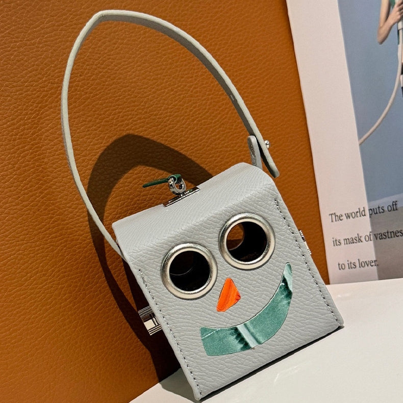 Mini Square-shaped Robot Leather Bag Charm