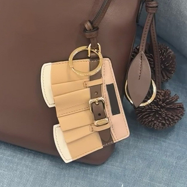 Khaki Skirt Leather Bag Charm