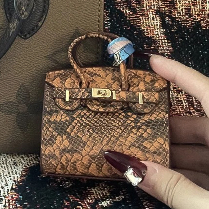 Mini Bag Crocodile Leather Bag Charm