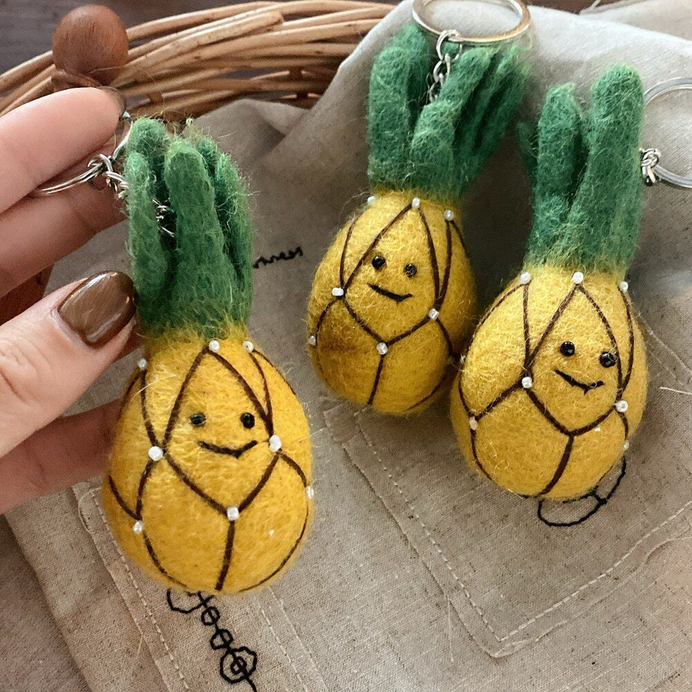Pineapple Wool Felt Fluffy Bag Charm