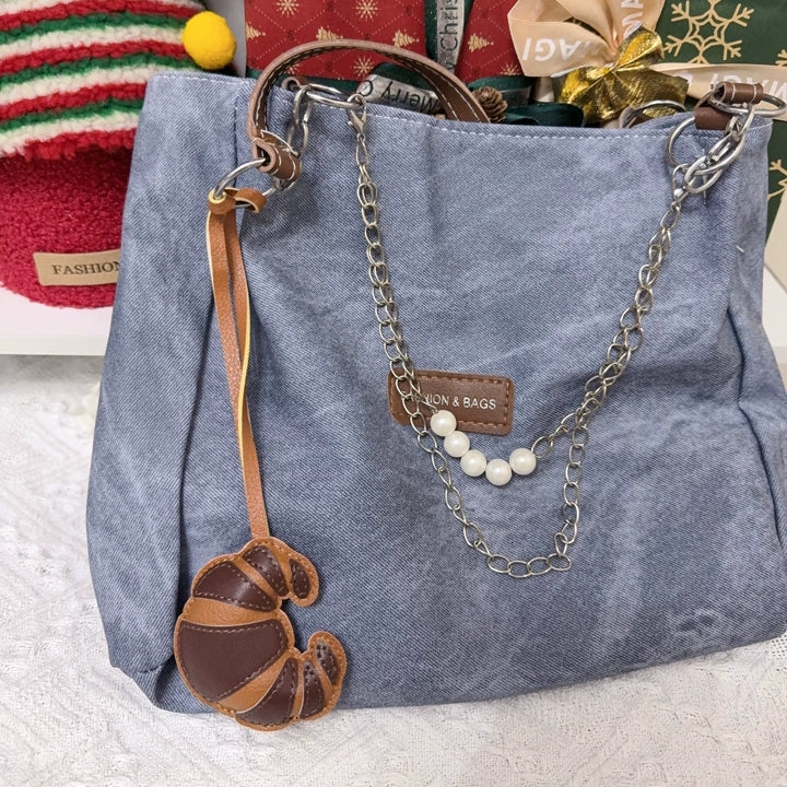 Multicolor Croissant Leather Bag Charm