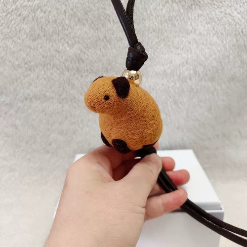 Capybara Wool Felt Fluffy Bag Charm
