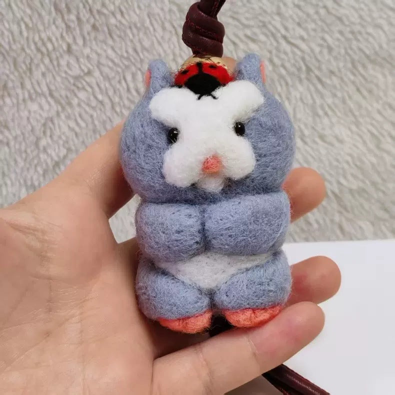 Hamster Wool Felt Fluffy Bag Charm