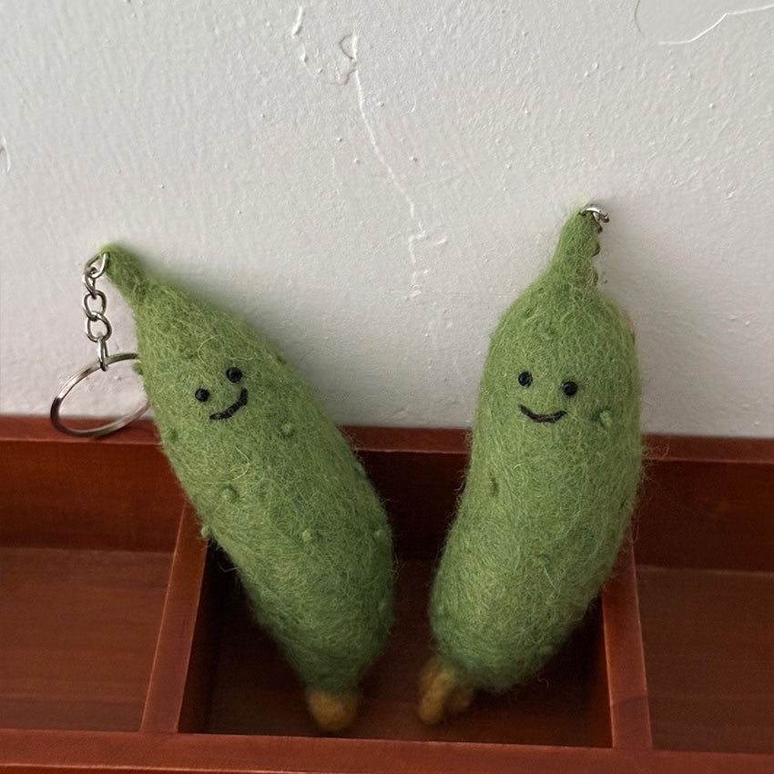 Cucumber Wool Felt Fluffy Bag Charm
