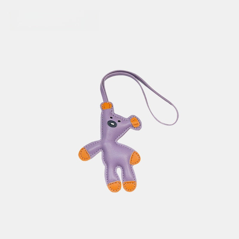 Multicolored Bear Leather Bag Charm