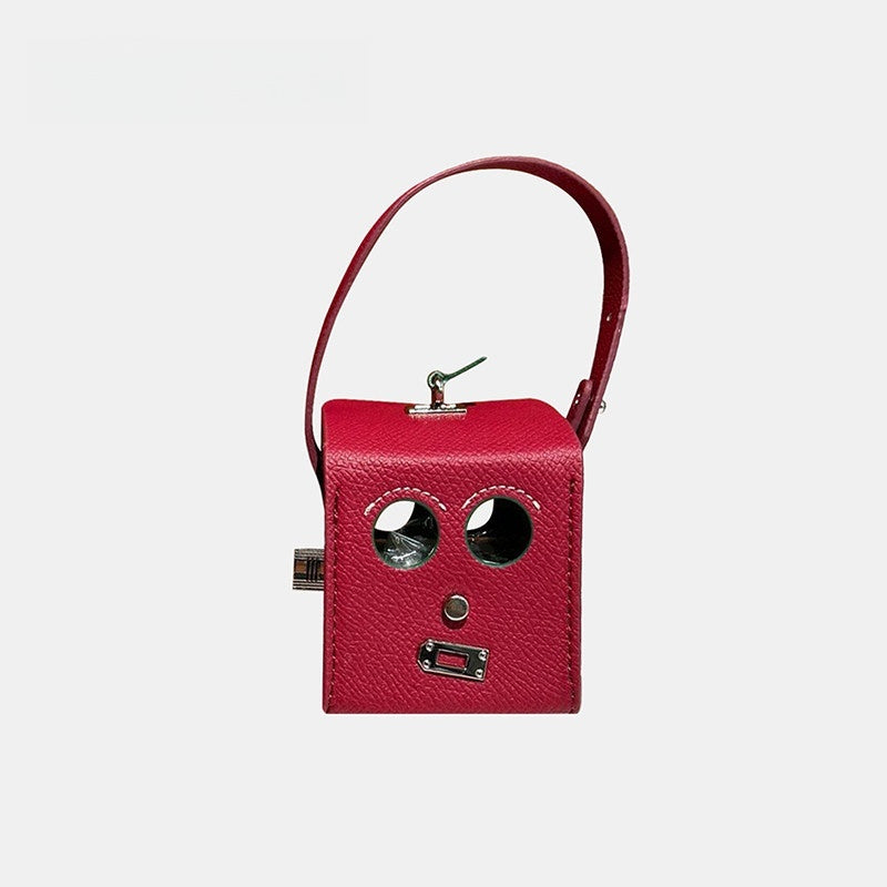 Mini Square-shaped Robot Leather Bag Charm