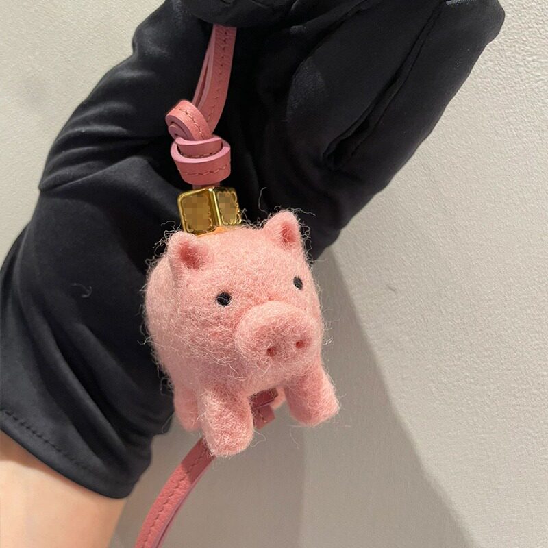 Little Pig Wool Felt Fluffy Bag Charm