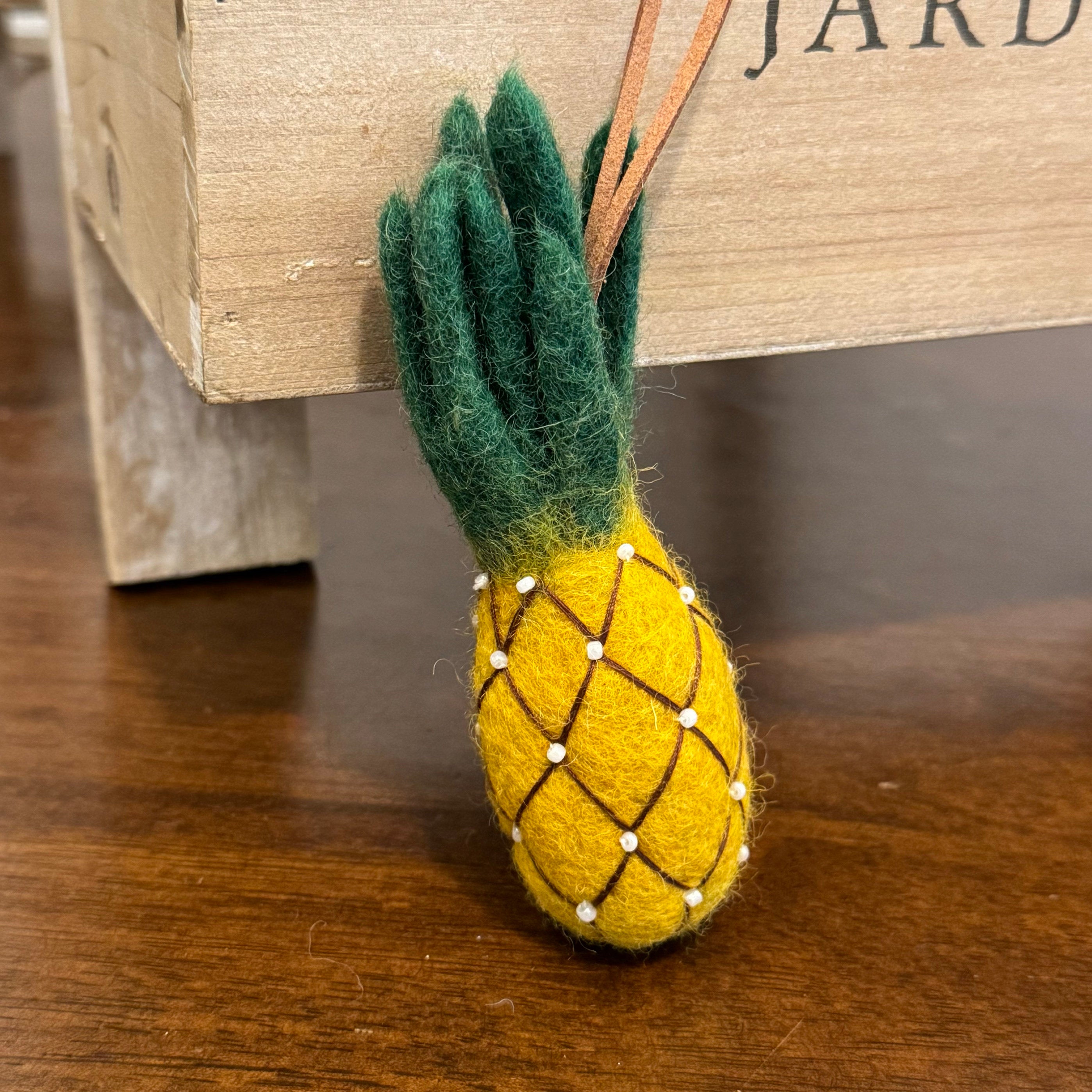 Pineapple Wool Felt Fluffy Bag Charm