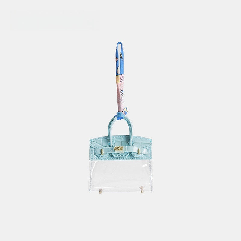 Transparent Key & Headphone Pouch Leather Bag Charm