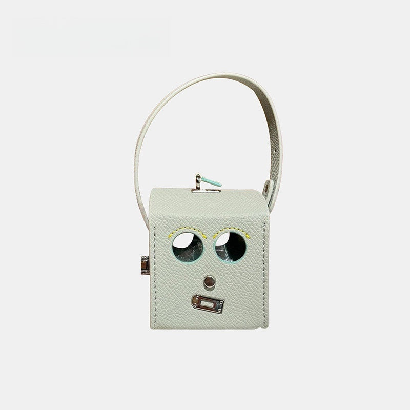 Mini Square-shaped Robot Leather Bag Charm