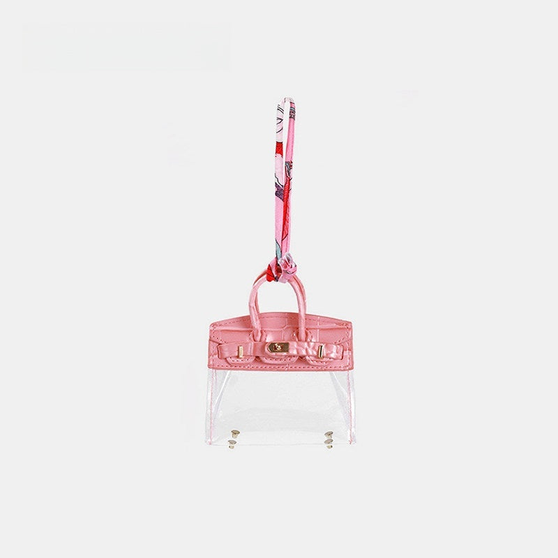 Transparent Key & Headphone Pouch Leather Bag Charm