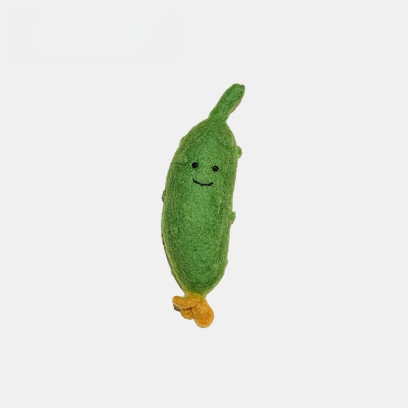 Cucumber Wool Felt Fluffy Bag Charm