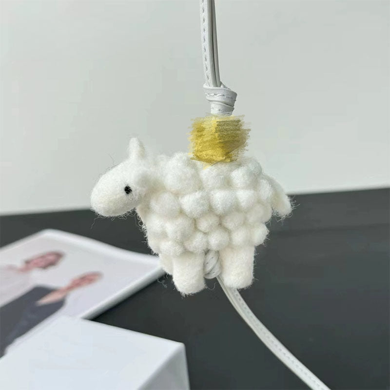 Sheep Wool Felt Fluffy Bag Charm