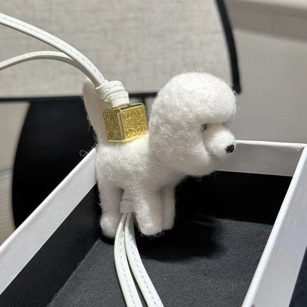 Poodle Wool Felt Fluffy Bag Charm