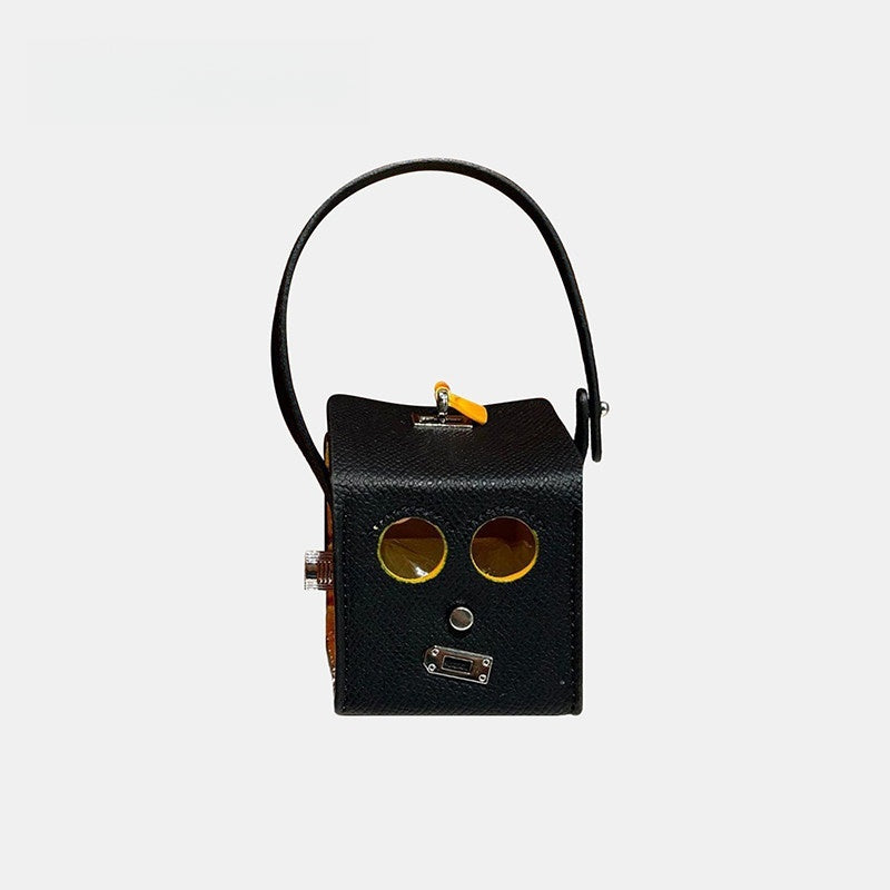 Mini Square-shaped Robot Leather Bag Charm