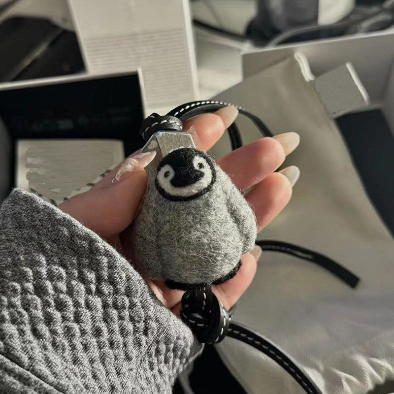 Penguin Wool Felt Fluffy Bag Charm