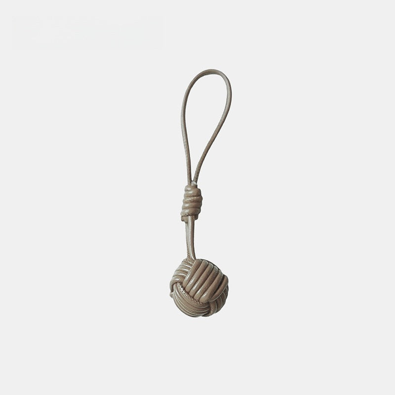 Candy-colored Knitted Ball Leather Bag Charm