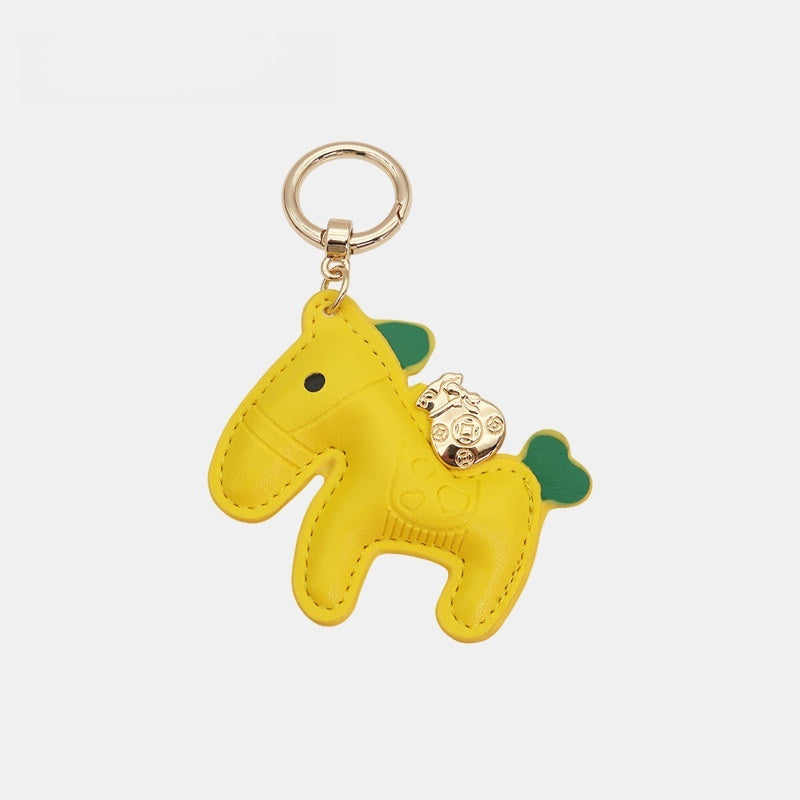 Horse with Money Pouch Leather Bag Charm