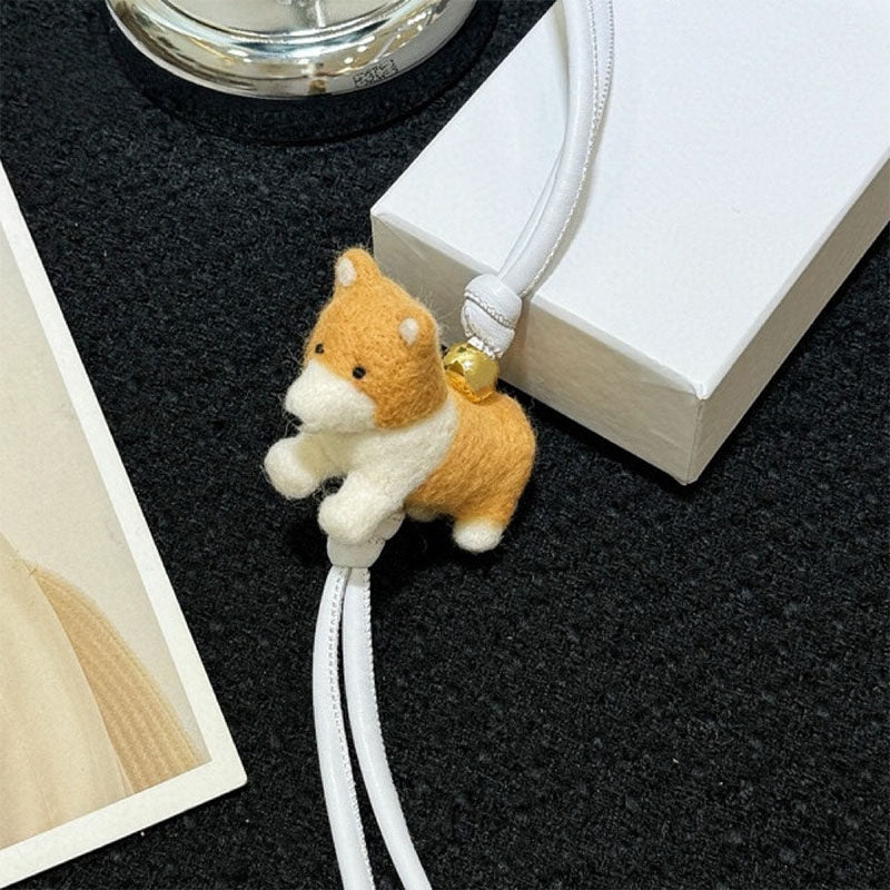 Welsh Corgi Wool Felt Fluffy Bag Charm