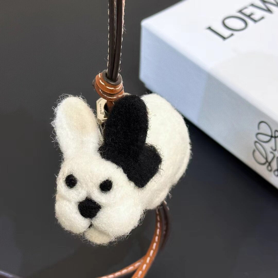 French Bulldog Wool Felt Fluffy Bag Charm