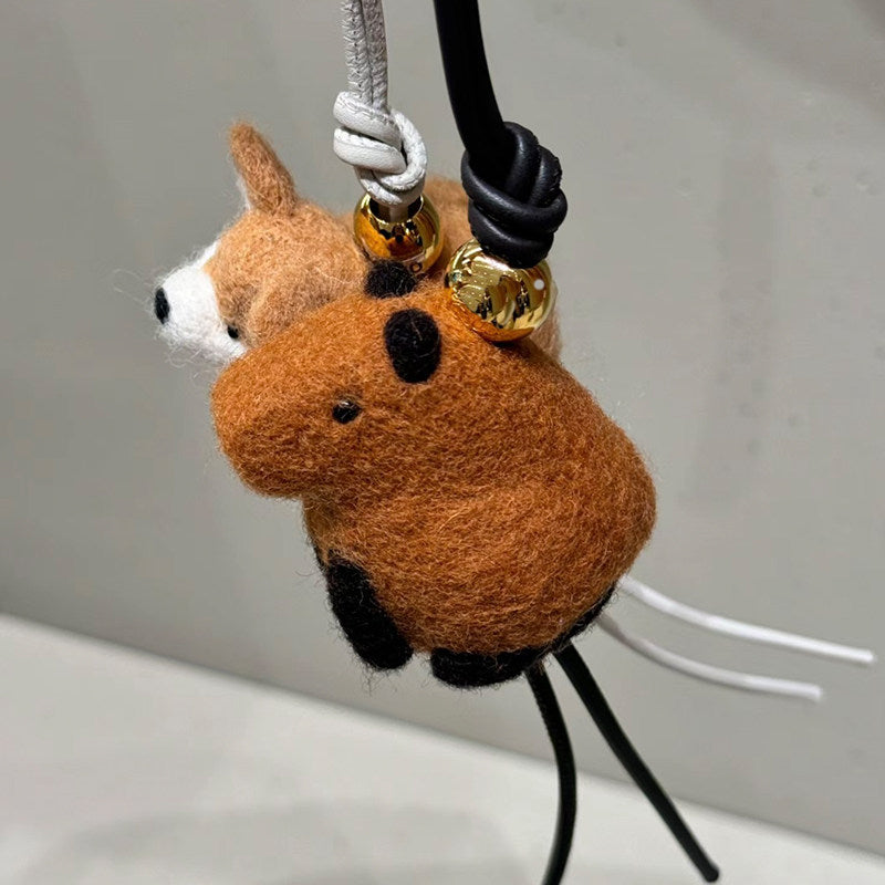 Capybara Wool Felt Fluffy Bag Charm