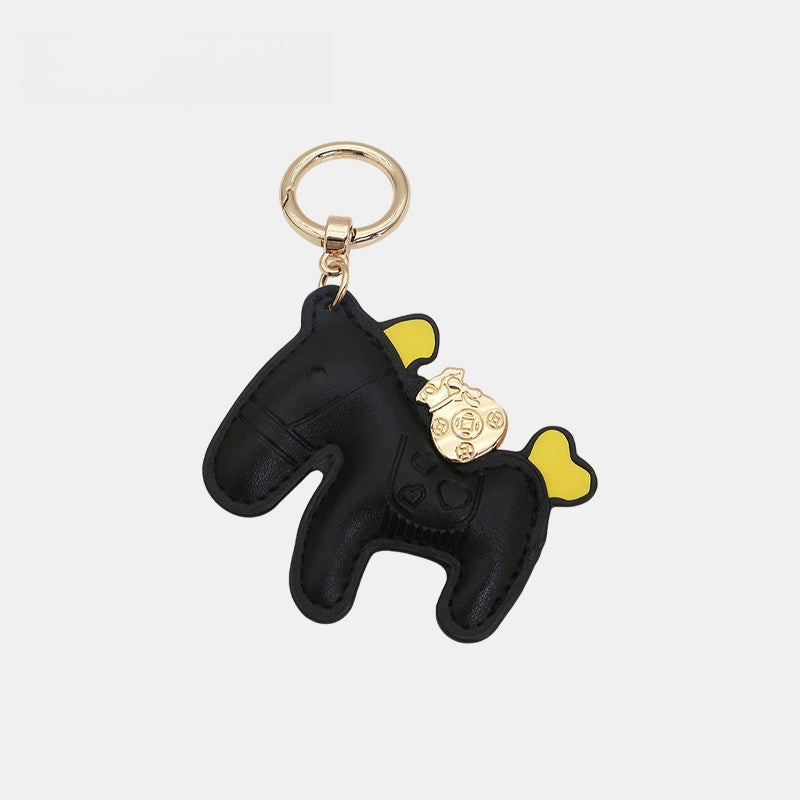 Horse with Money Pouch Leather Bag Charm