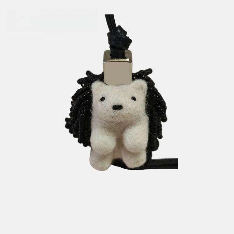 Hedgehog Wool Felt Fluffy Bag Charm