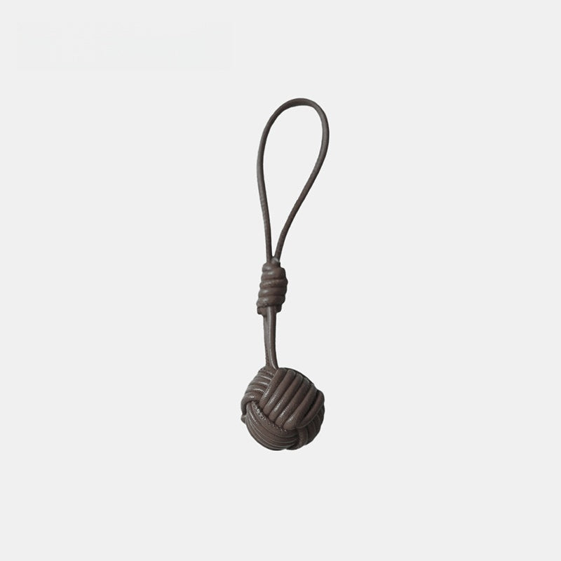 Candy-colored Knitted Ball Leather Bag Charm