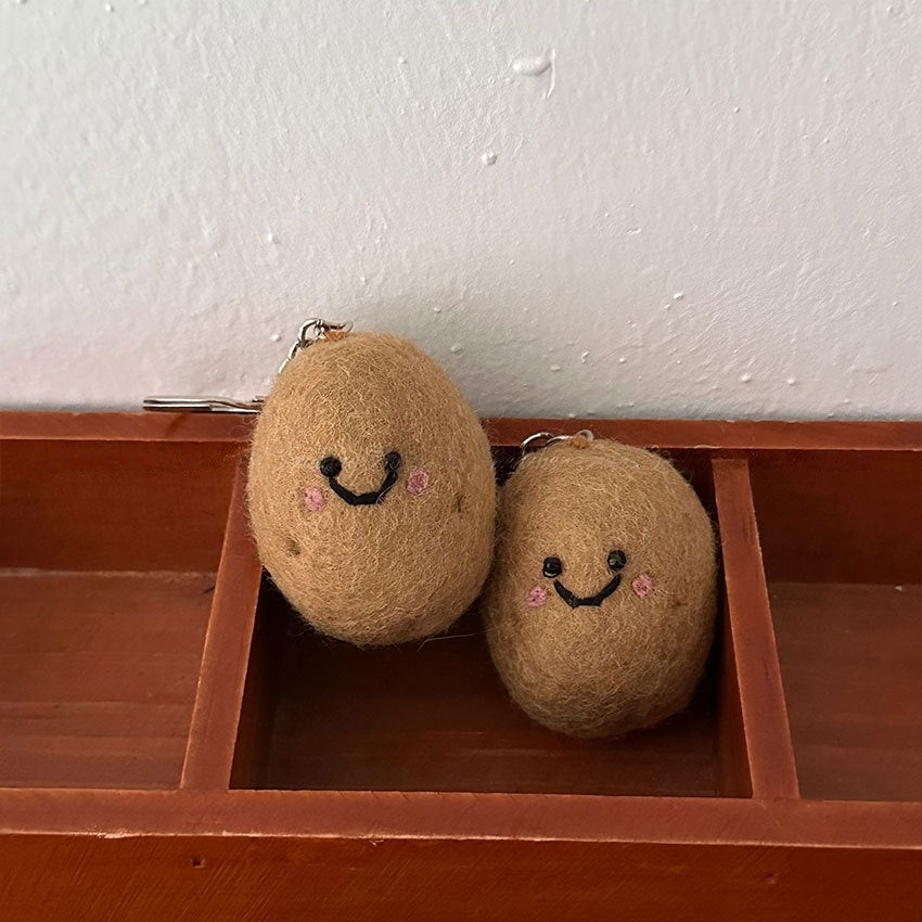 Small Potato Wool Felt Fluffy Bag Charm