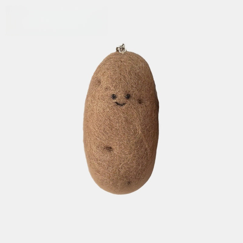 Large Potato Wool Felt Fluffy Bag Charm