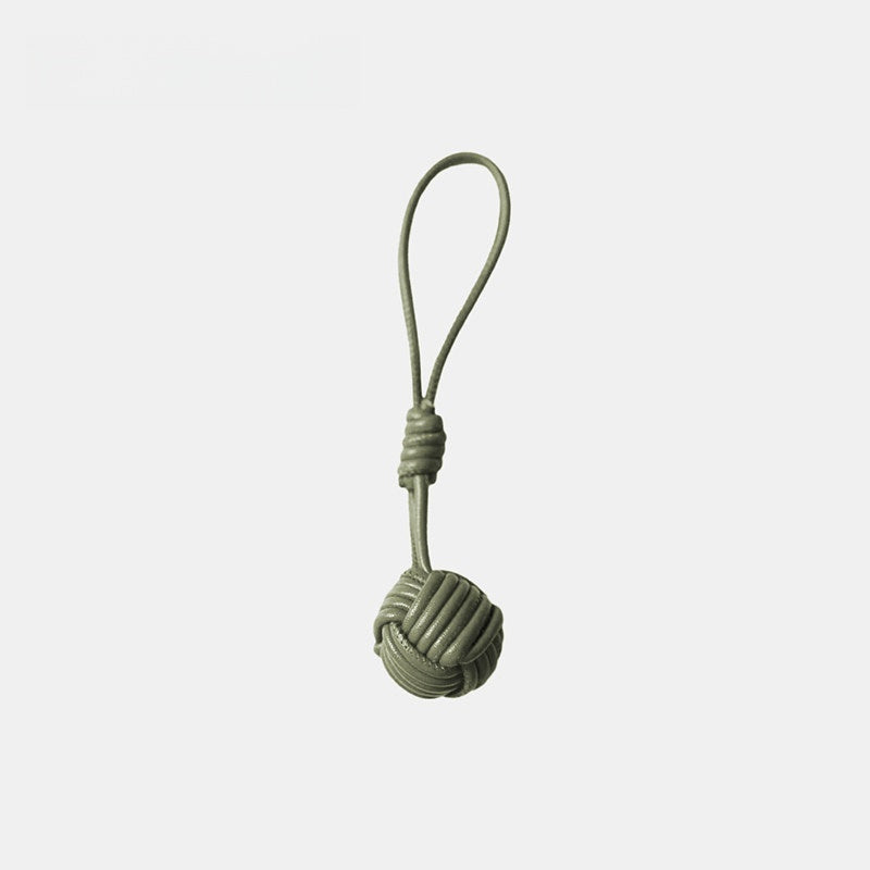 Candy-colored Knitted Ball Leather Bag Charm