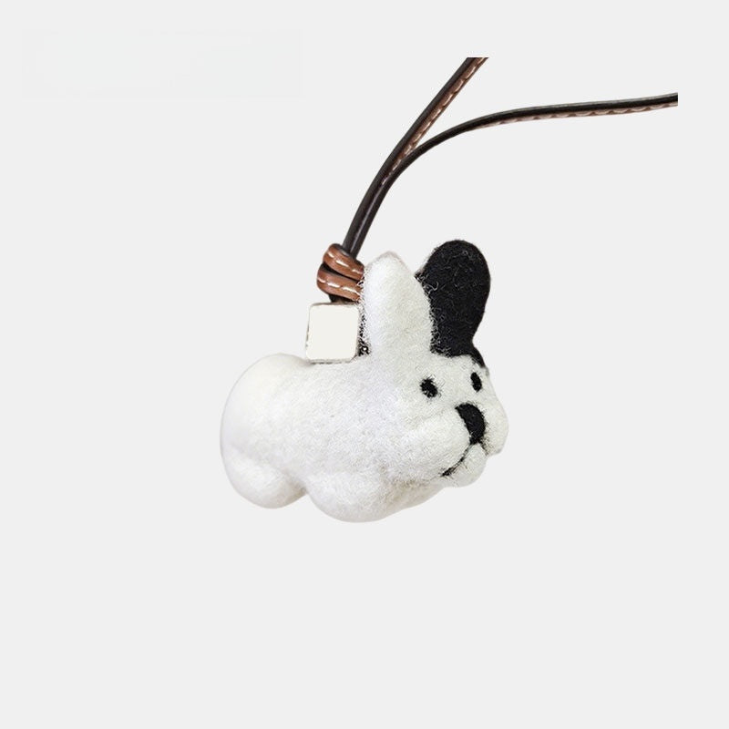 French Bulldog Wool Felt Fluffy Bag Charm