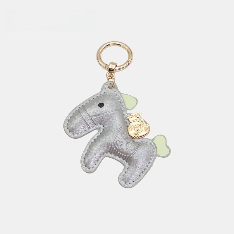 Horse with Money Pouch Leather Bag Charm