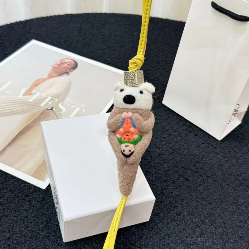 Otter Wool Felt Fluffy Bag Charm