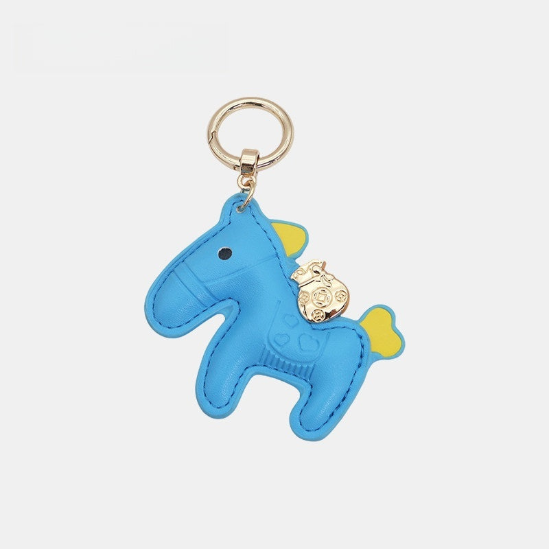 Horse with Money Pouch Leather Bag Charm