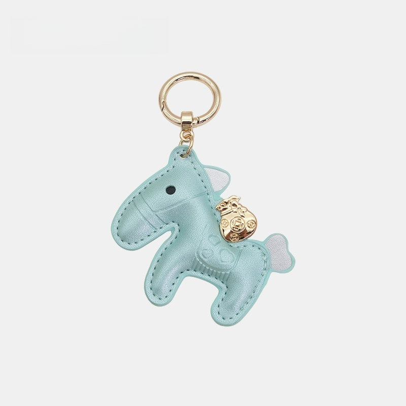 Horse with Money Pouch Leather Bag Charm