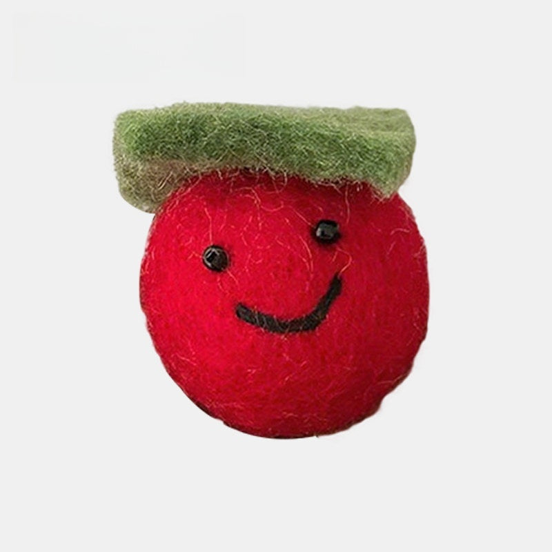 Cherry Tomato Wool Felt Fluffy Bag Charm